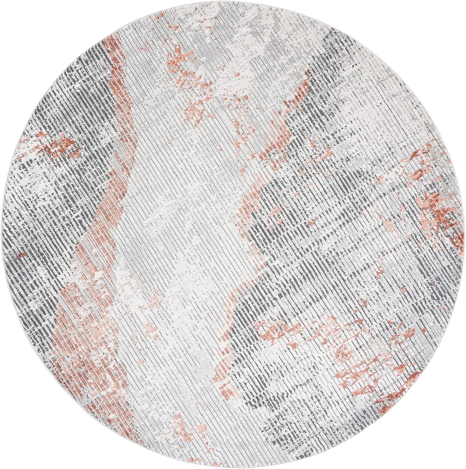 SAFAVIEH Invista Collection 6'7" Round Grey / Light Grey INV517F Modern Abstract Entryway Foyer Living Room Bedroom Kitchen Area Rug