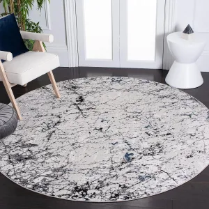 SAFAVIEH Invista Collection 6'7" Round Ivory/Grey INV605A Modern Abstract Area Rug