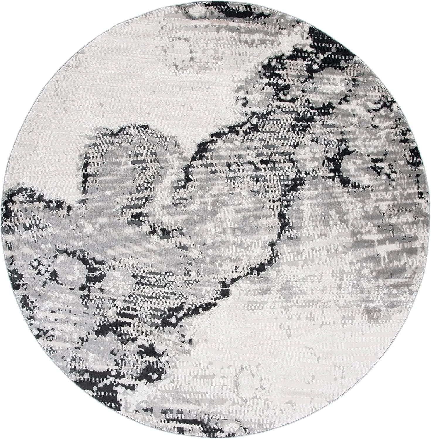 SAFAVIEH Invista Collection 6'7" Round Ivory/Grey INV638A Modern Abstract Area Rug