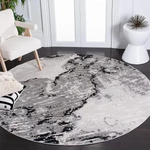 SAFAVIEH Invista Collection 6'7" Round Ivory/Grey INV638A Modern Abstract Area Rug