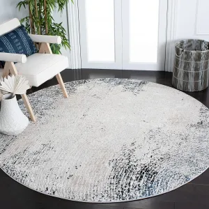 SAFAVIEH Invista Collection 6'7" Round Ivory/Grey INV643A Modern Abstract Area Rug