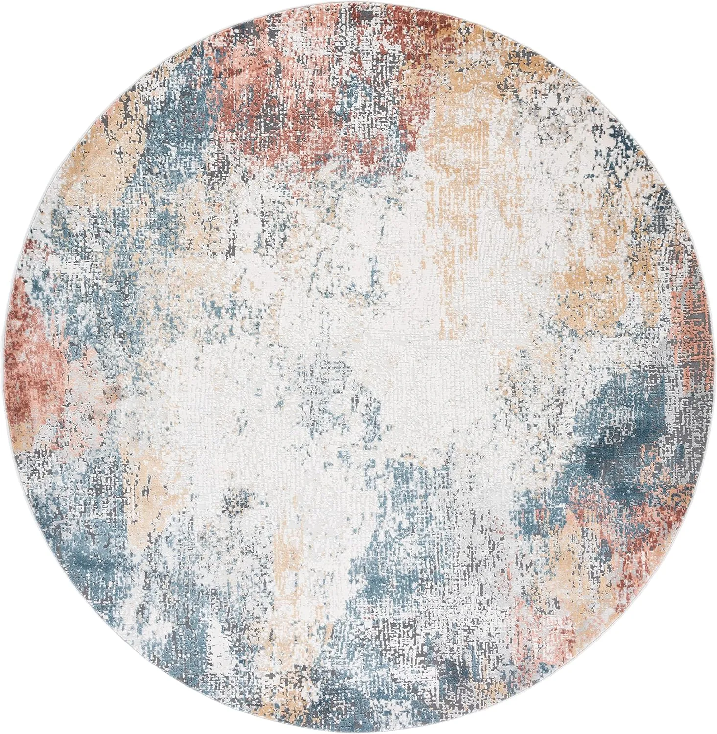 SAFAVIEH Invista Collection 6'7" Round Ivory/Multi INV593A Modern Abstract Entryway Foyer Living Room Bedroom Kitchen Area Rug