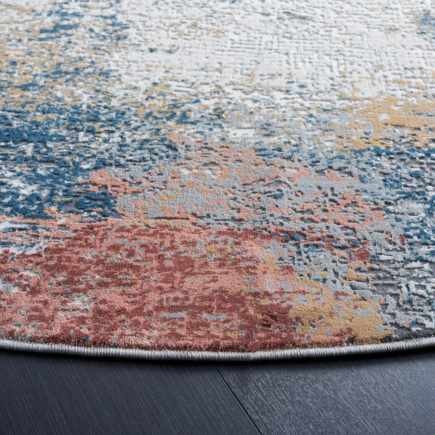 SAFAVIEH Invista Collection 6'7" Round Ivory/Multi INV593A Modern Abstract Entryway Foyer Living Room Bedroom Kitchen Area Rug