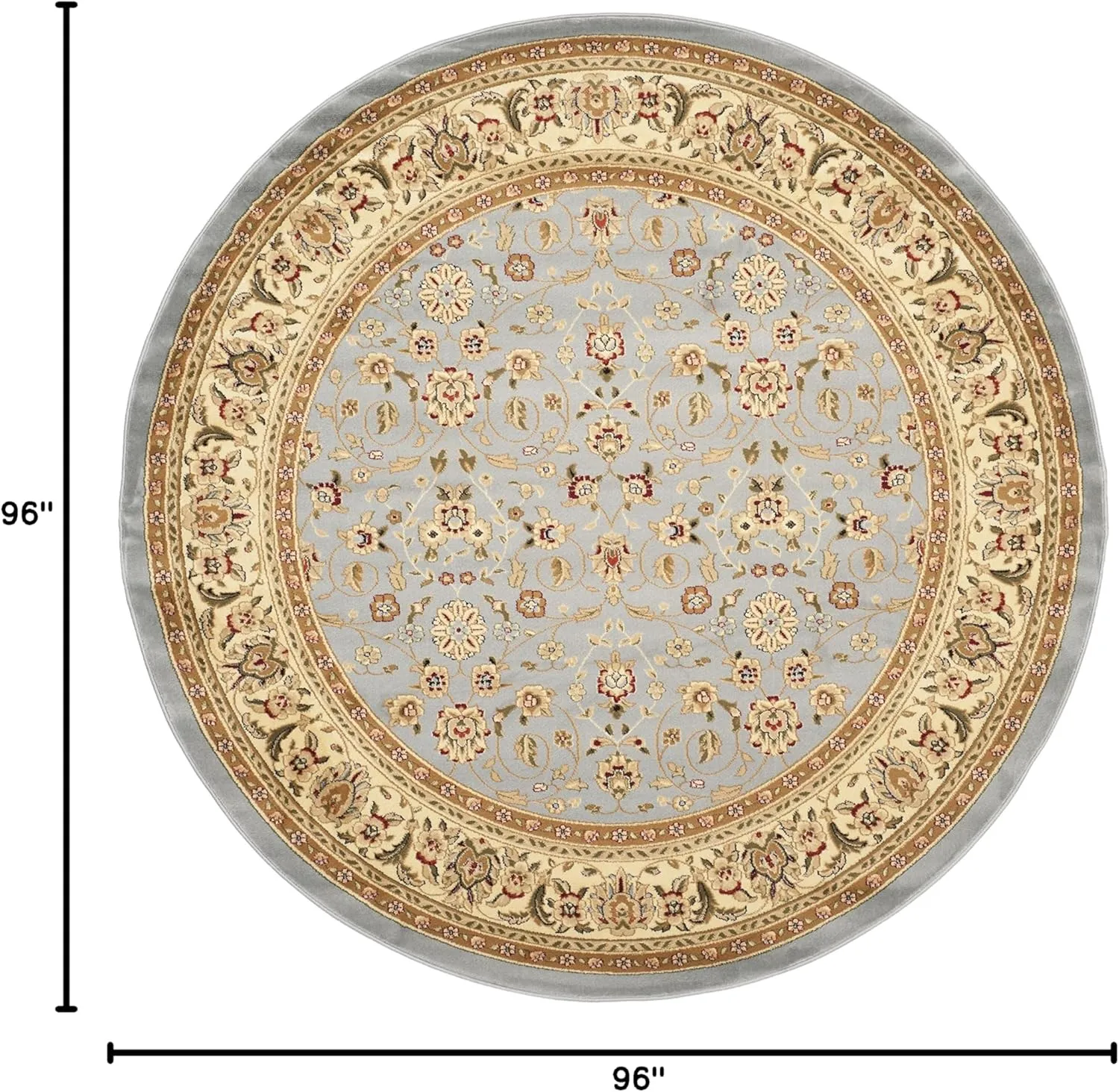 SAFAVIEH Lyndhurst Collection 8' Round Light Blue/Ivory LNH312B Traditional Oriental Non-Shedding Dining Room Entryway Foyer Living Room Bedroom Area Rug