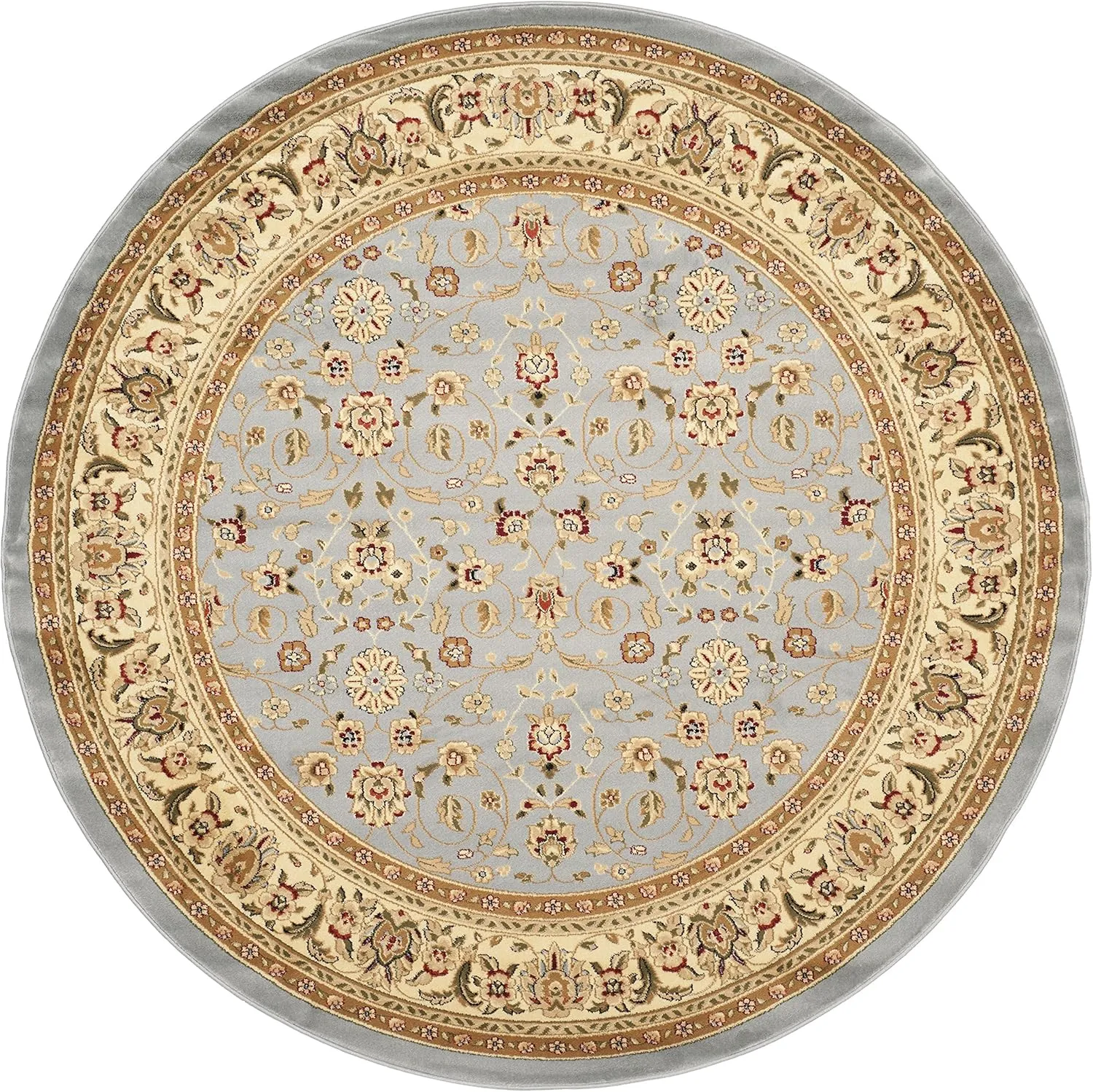 SAFAVIEH Lyndhurst Collection 8' Round Light Blue/Ivory LNH312B Traditional Oriental Non-Shedding Dining Room Entryway Foyer Living Room Bedroom Area Rug