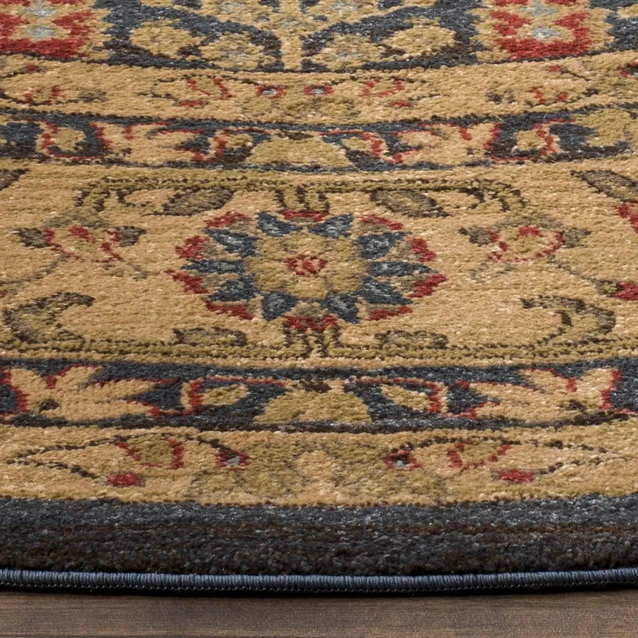 SAFAVIEH Mahal Collection 6'7" Round Navy / Natural MAH697E Traditional Oriental Non-Shedding Dining Room Entryway Foyer Living Room Bedroom Area Rug