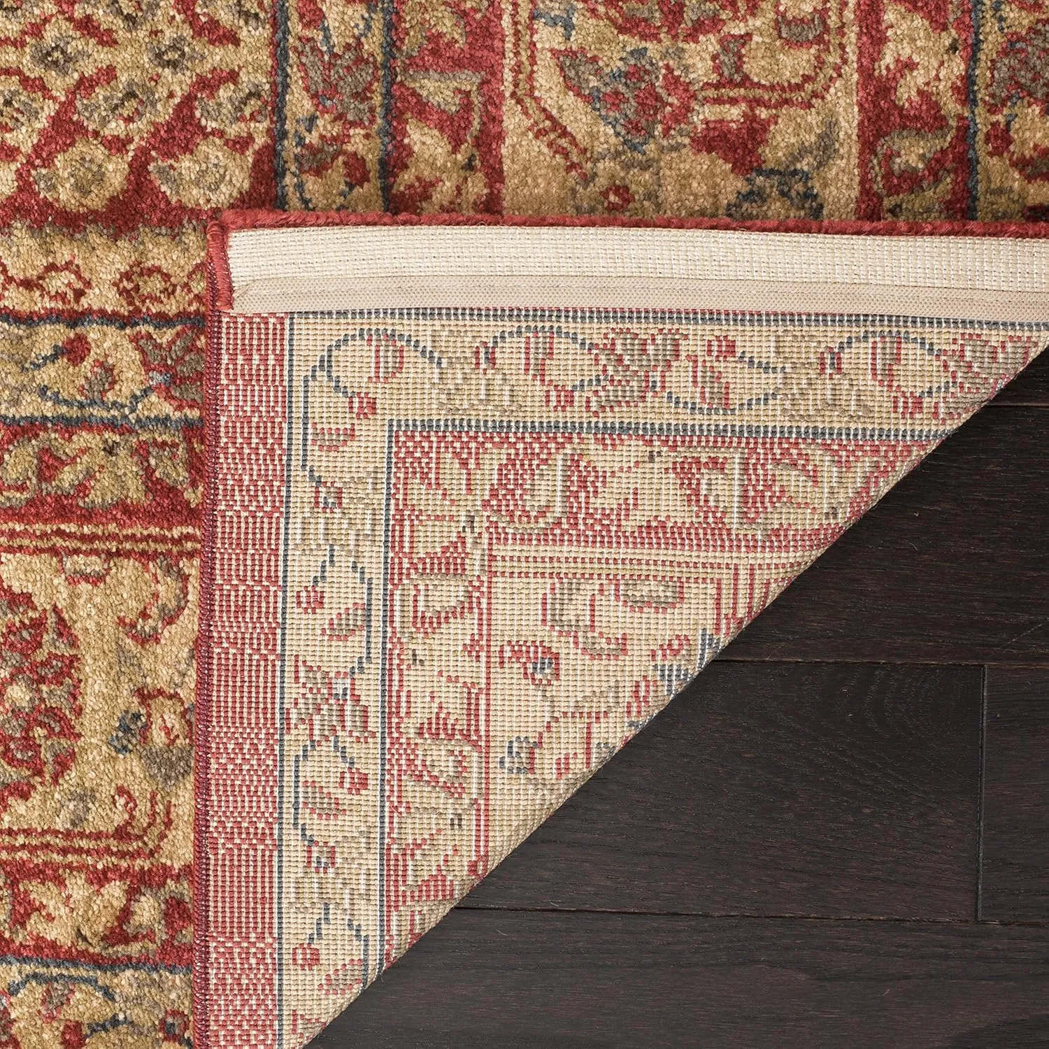 SAFAVIEH Mahal Collection Area Rug - 3' Round, Red & Natural, Non-Shedding & Easy Care, Ideal for High Traffic Areas in The Living Room, Dining, Bedroom (MAH697A)