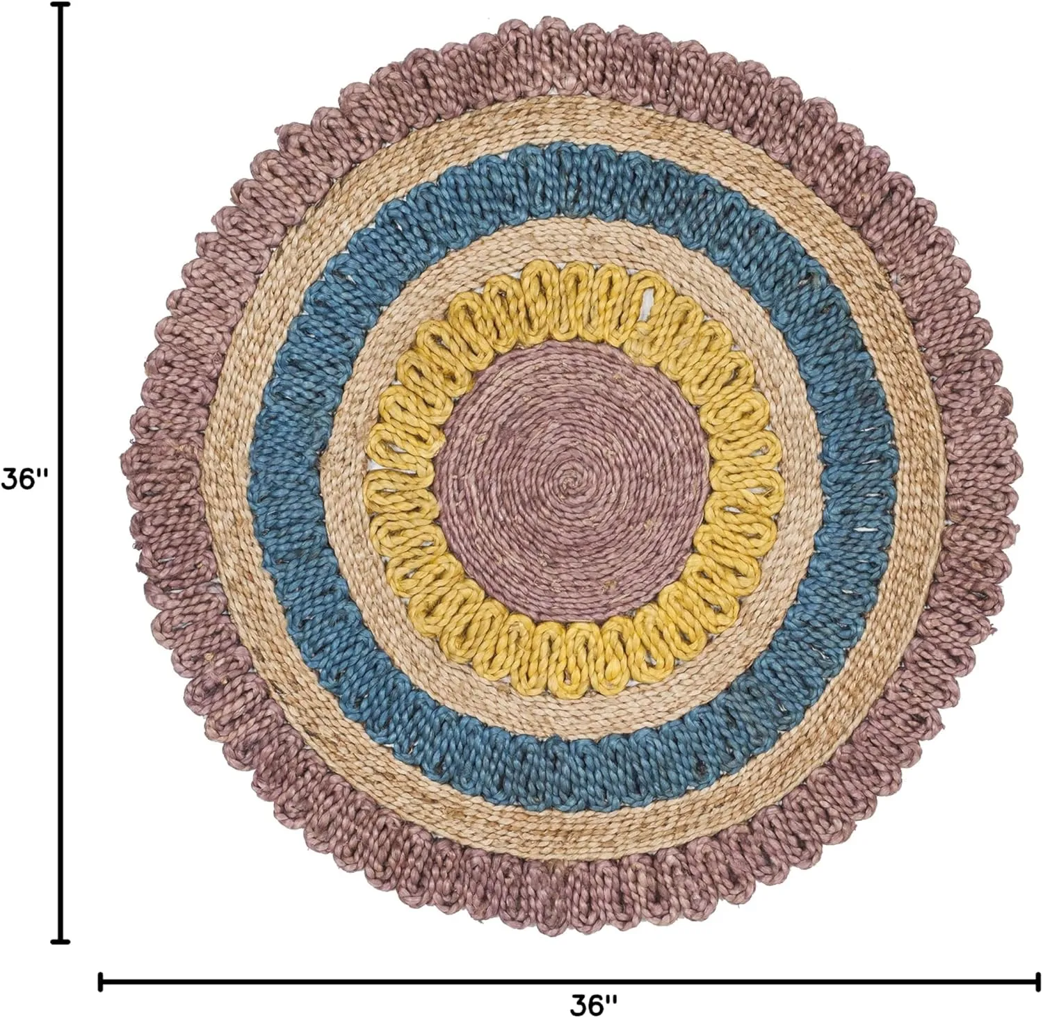 SAFAVIEH Natural Fiber Round Collection 3' Round Lavender / Multi NF201A Handmade Boho Charm Farmhouse Jute Area Rug