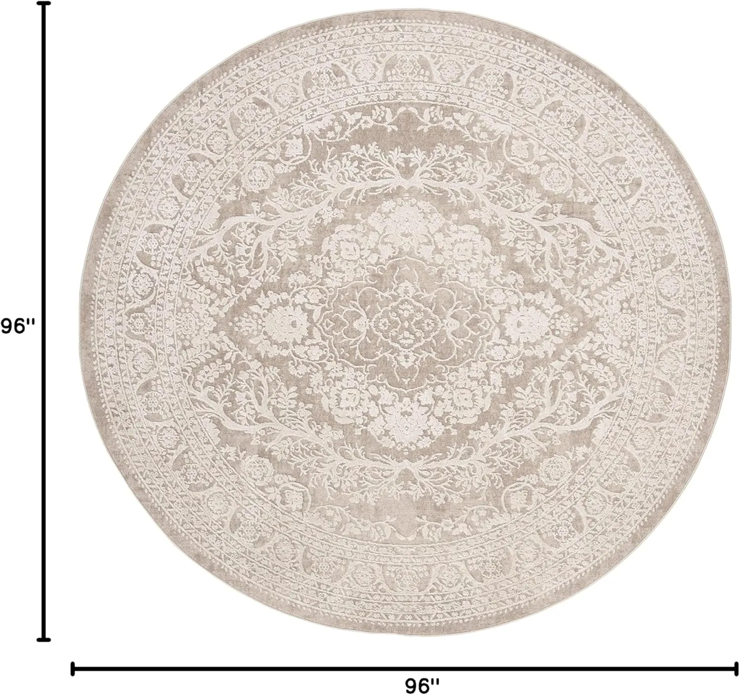 SAFAVIEH Reflection Collection 8' Round Beige/Cream RFT668A Boho Tribal Distressed Living Room Dining Bedroom Foyer Area Rug