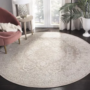 SAFAVIEH Reflection Collection 8' Round Beige/Cream RFT668A Boho Tribal Distressed Living Room Dining Bedroom Foyer Area Rug