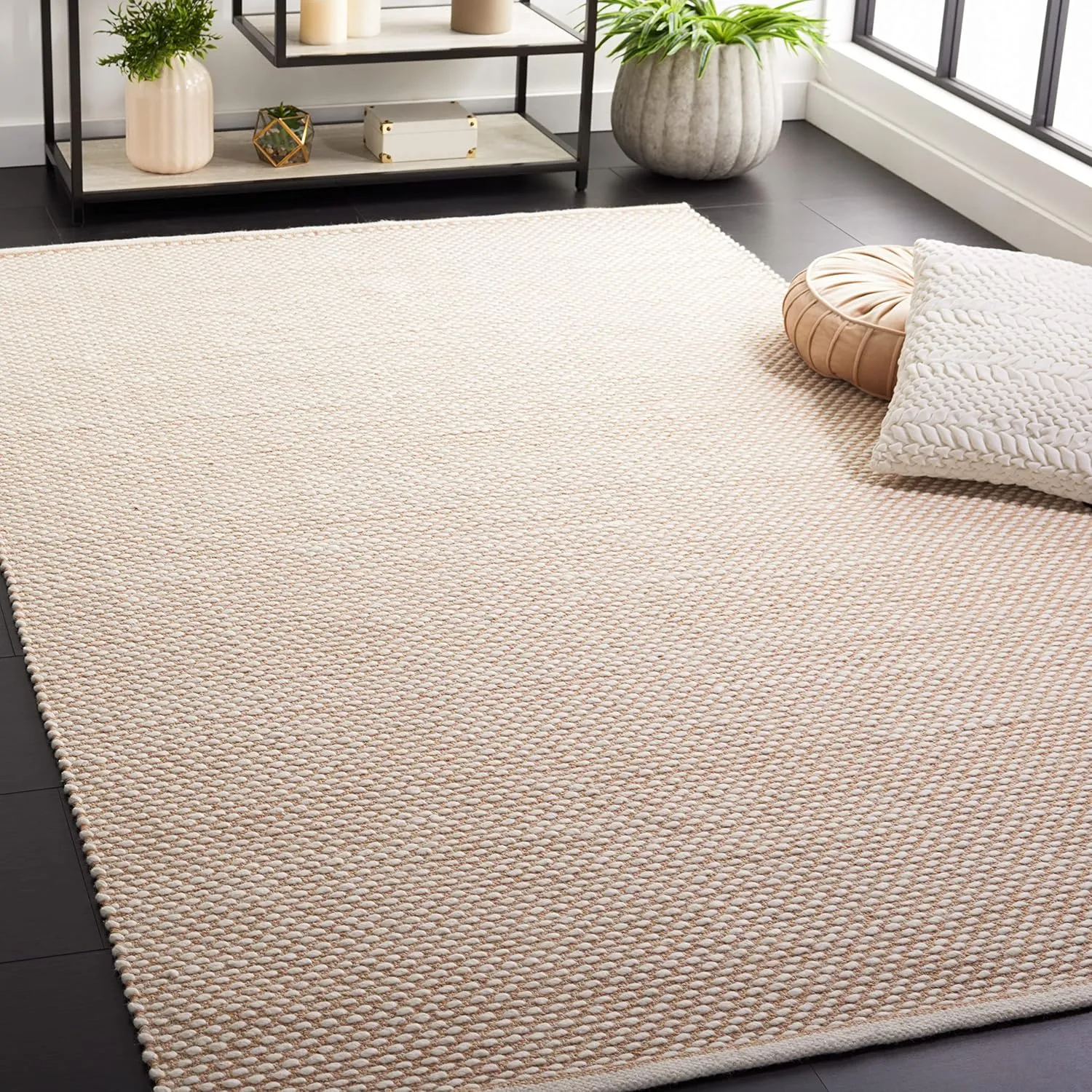 SAFAVIEH Vermont Collection Area Rug - 6' x 9', Beige, Handmade Wool & Cotton, Ideal for High Traffic Areas in Living Room, Bedroom (VRM650B)