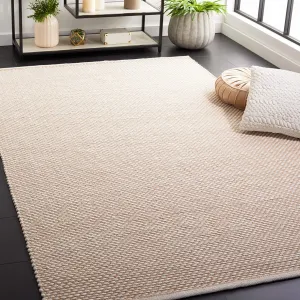 SAFAVIEH Vermont Collection Area Rug - 6' x 9', Beige, Handmade Wool & Cotton, Ideal for High Traffic Areas in Living Room, Bedroom (VRM650B)