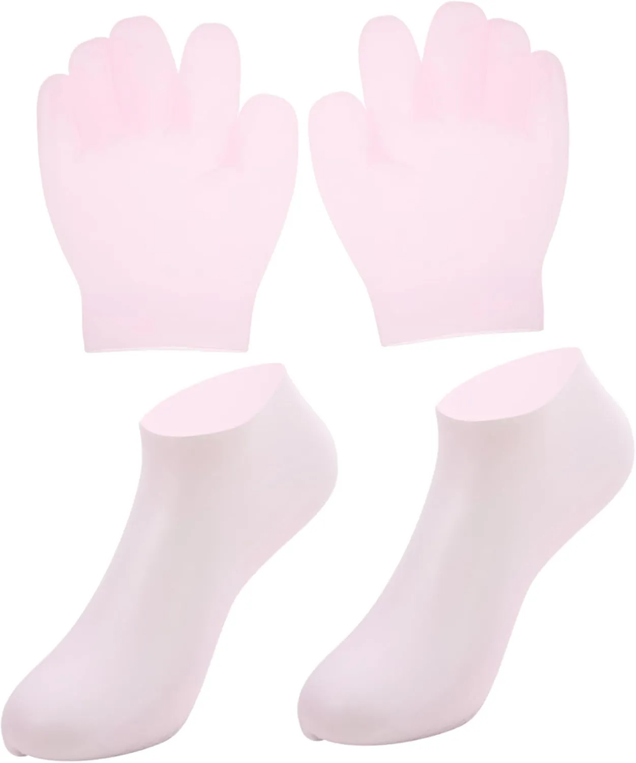 SAFIGLE 2 Pairs Moisturizing Gloves and Socks Set of Touch Screen Nail Gloves and Skin Care Socks for Dry Cracked Feet Reusable Design for Overnight Lotion Treatments Pink