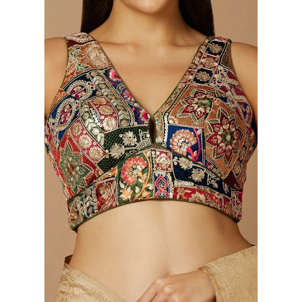 SALWAR STUDIO Womens Multi-Color embroidered Stitched Blouse