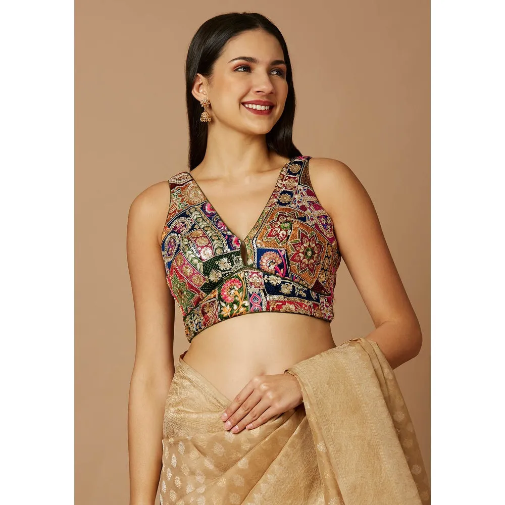 SALWAR STUDIO Womens Multi-Color embroidered Stitched Blouse
