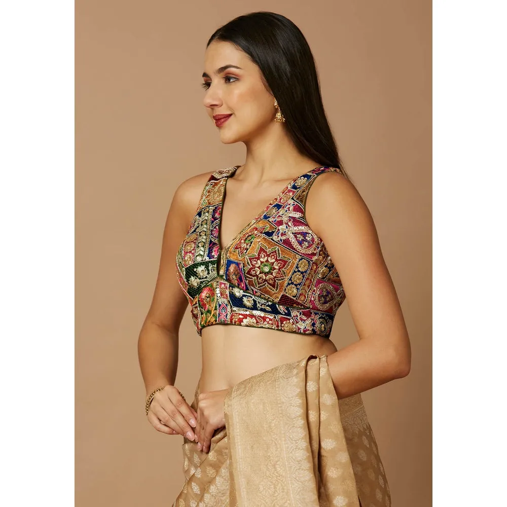 SALWAR STUDIO Womens Multi-Color embroidered Stitched Blouse