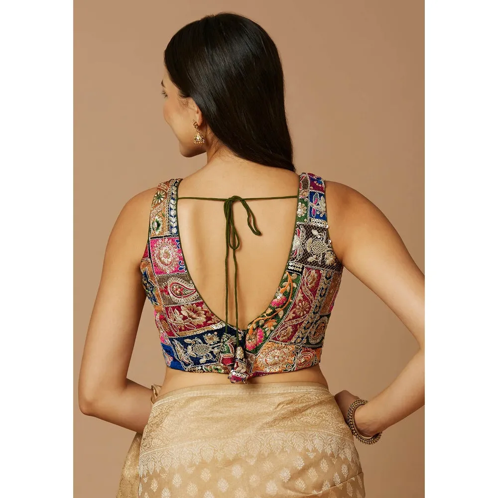 SALWAR STUDIO Womens Multi-Color embroidered Stitched Blouse