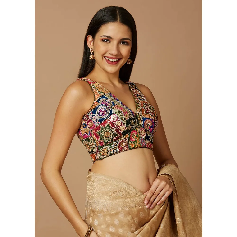 SALWAR STUDIO Womens Multi-Color embroidered Stitched Blouse