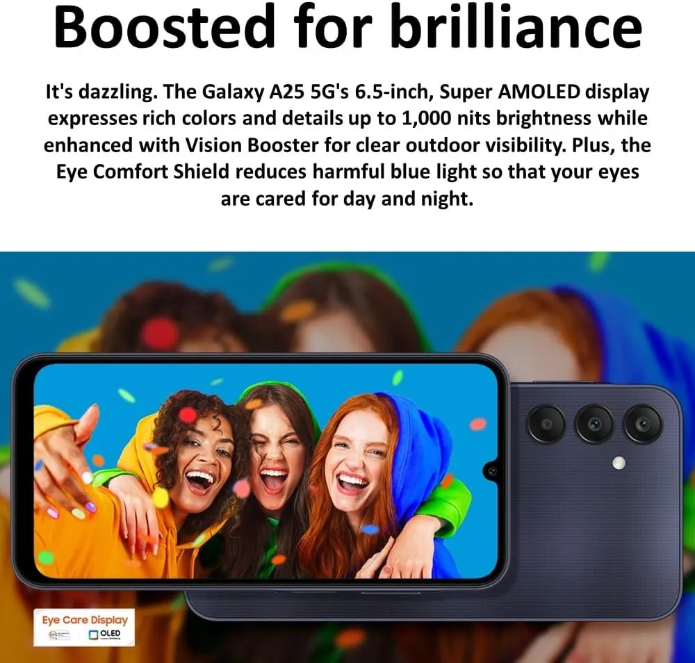 Samsung Galaxy A25 5G A256E 128GB Dual-SIM GSM Unlocked Android Smartphone (Latin Variant/US Compatible LTE) - Yellow