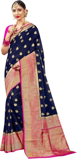 Sarees For Women Banarasi Art Silk Woven Saree || Ethnic Gift Indian Traditional Wedding Sari with Unstitched Blouse