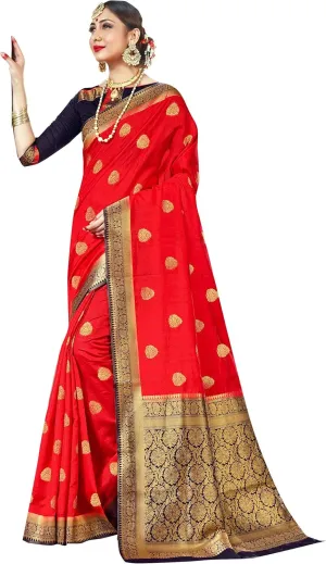 Sarees For Women Banarasi Art Silk Woven Saree || Ethnic Gift Indian Traditional Wedding Sari with Unstitched Blouse