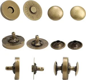 Sbest 20 Sets 14MM Coppery Strong Magnetic Button Clasps,Round Magnetic Snaps Bag Button Clasps Closure Purse Handbag with Washer Nickel DIY Craft Sets for Sewing (Beautiful style 14mm, antique Brass)
