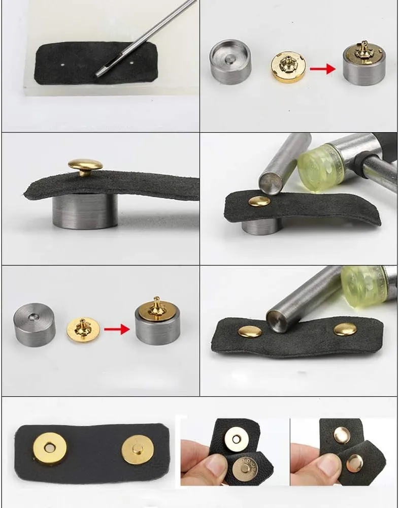 Sbest 20 Sets 14MM Coppery Strong Magnetic Button Clasps,Round Magnetic Snaps Bag Button Clasps Closure Purse Handbag with Washer Nickel DIY Craft Sets for Sewing (Beautiful style 14mm, antique Brass)