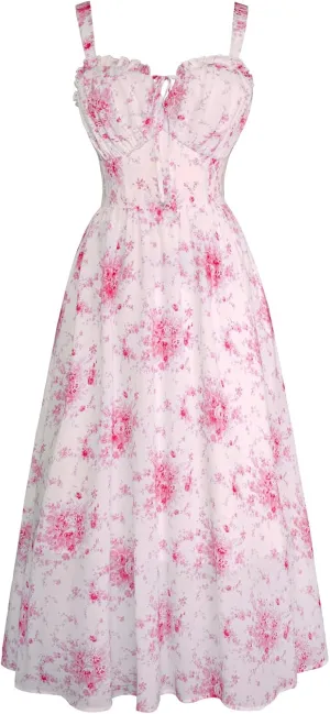 Scarlet Darkness Summer Dresses for Women 2025 Floral Corset Dress Long Milkmaid Dress