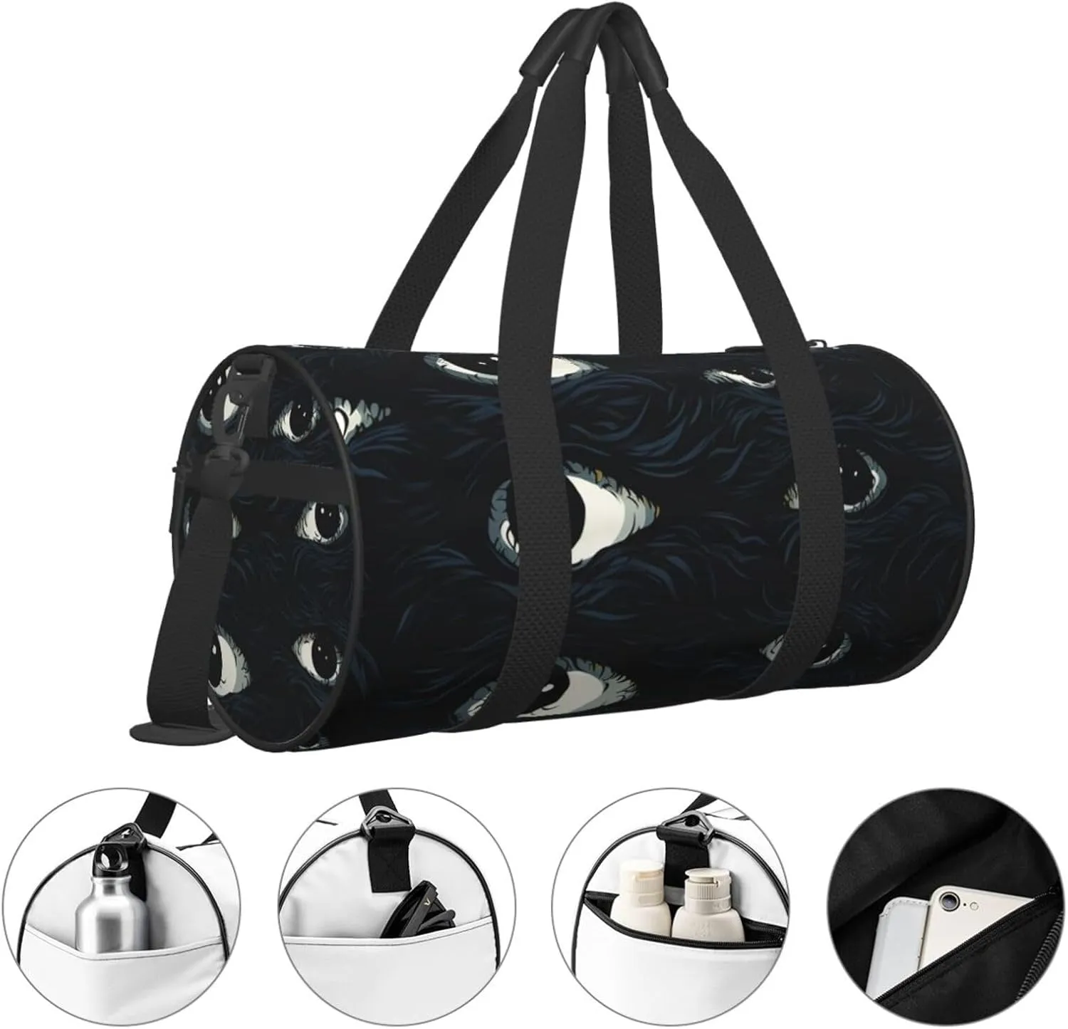 Scary Eyes Travel Duffle Bag for Men Women Sport Gym Bag Foldable Weekender Bag Carry on Overnight Bag for Travel Swimming Basketball