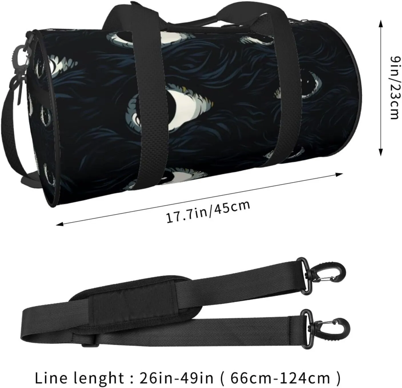 Scary Eyes Travel Duffle Bag for Men Women Sport Gym Bag Foldable Weekender Bag Carry on Overnight Bag for Travel Swimming Basketball