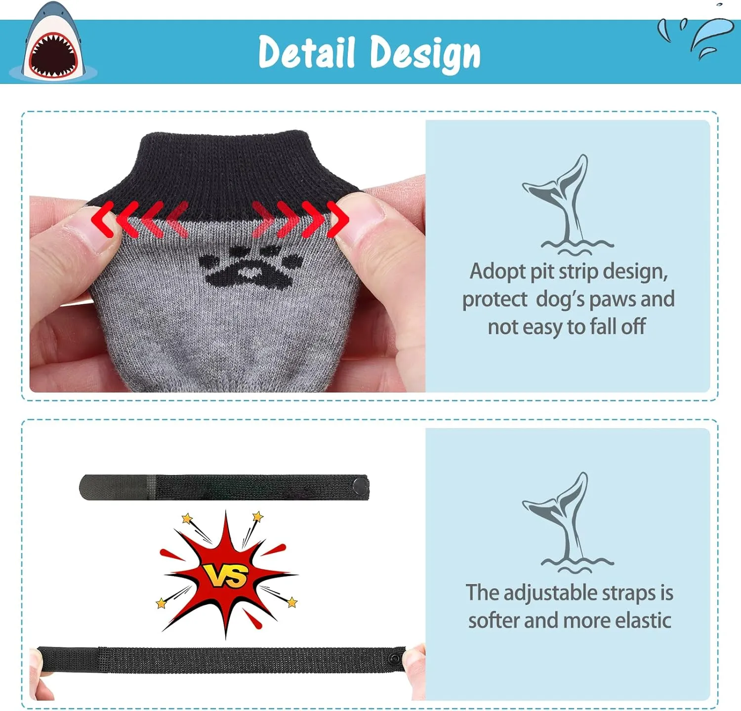 SCENEREAL Double Side Anti-Slip Dog Socks for Hardwood Floors to Stop Licking Paws, Non-Slip Dog Shoes for Hot/Cold Pavement, Slipping, Paw Protectors with Grippers