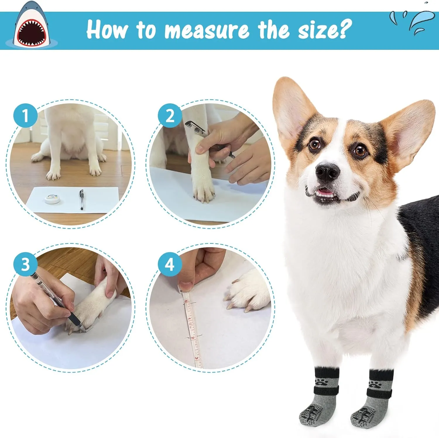 SCENEREAL Double Side Anti-Slip Dog Socks for Hardwood Floors to Stop Licking Paws, Non-Slip Dog Shoes for Hot/Cold Pavement, Slipping, Paw Protectors with Grippers