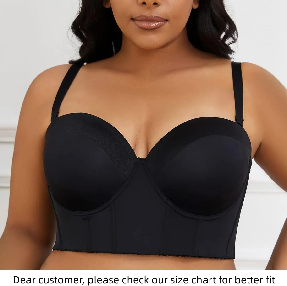 SEA BBOT Women Longline Strapless Bra Full Coverage Corset Bra Hide Back Fat