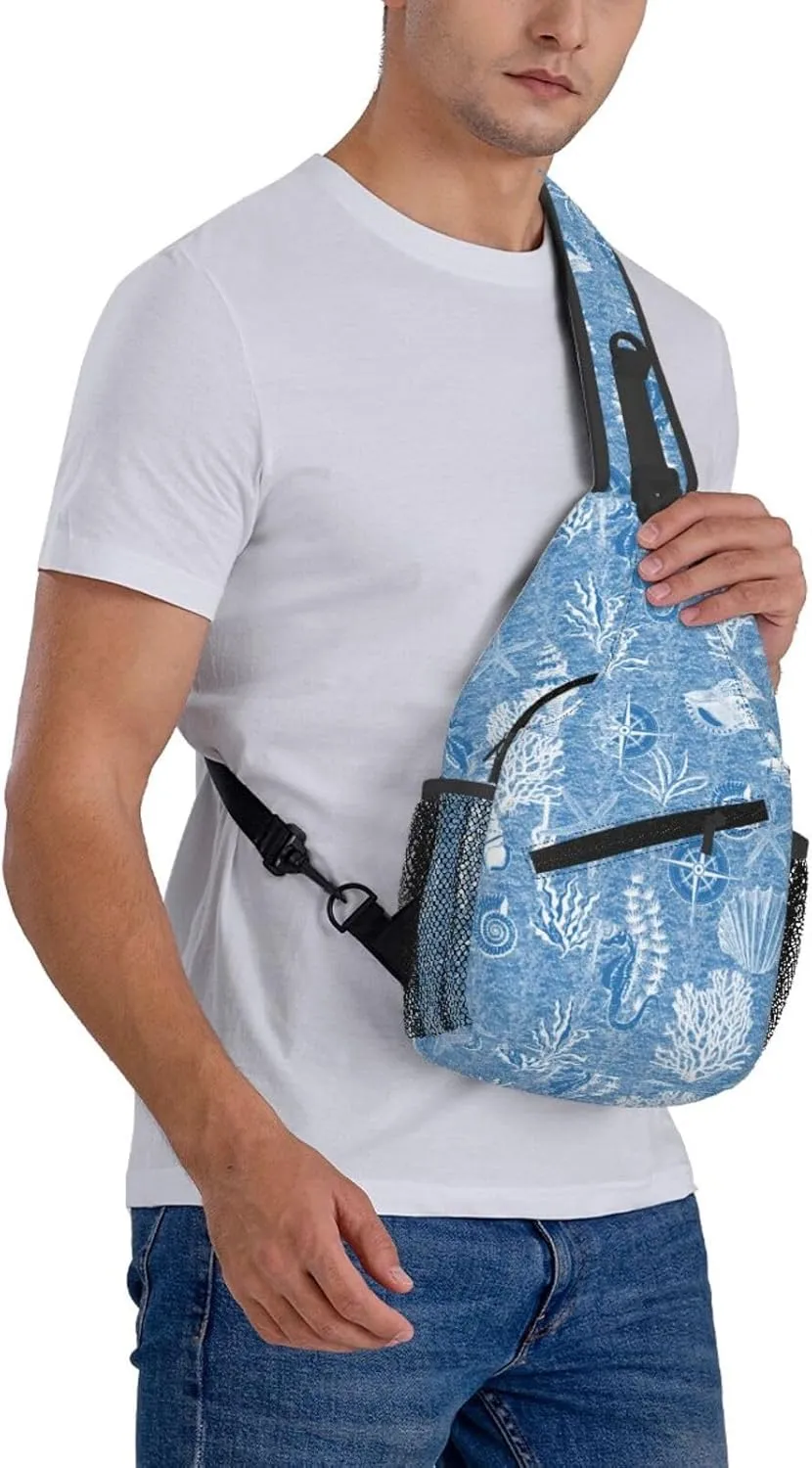 Sea Crossbody Sling Backpack Sling Bag Adjustable Chest Shoulder Daypack For Women Men