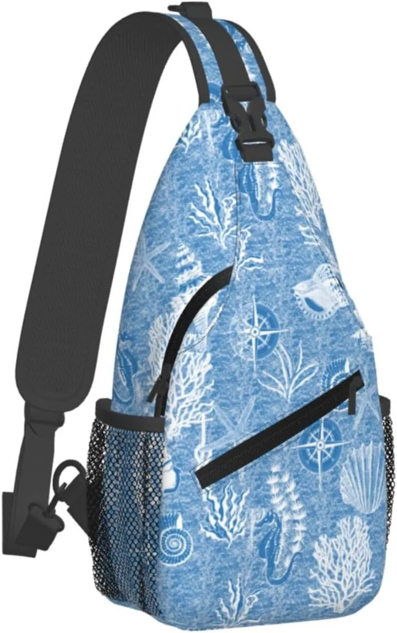 Sea Crossbody Sling Backpack Sling Bag Adjustable Chest Shoulder Daypack For Women Men