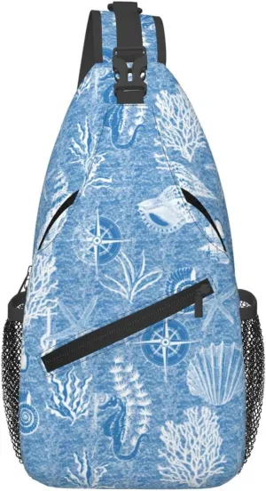 Sea Crossbody Sling Backpack Sling Bag Adjustable Chest Shoulder Daypack For Women Men