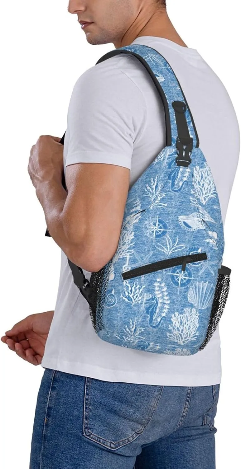 Sea Crossbody Sling Backpack Sling Bag Adjustable Chest Shoulder Daypack For Women Men
