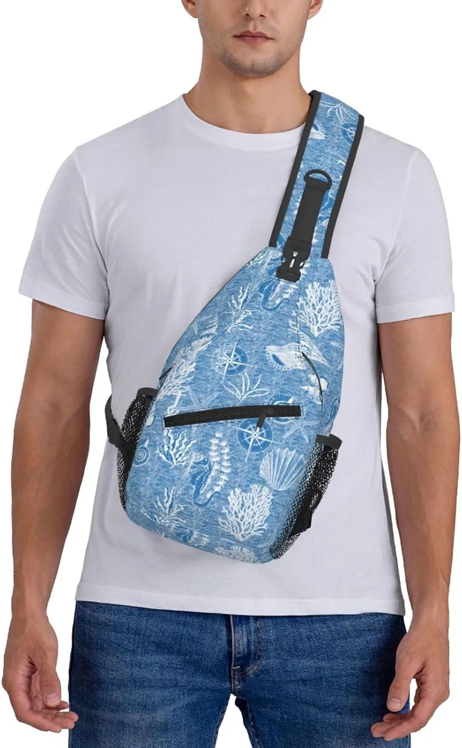 Sea Crossbody Sling Backpack Sling Bag Adjustable Chest Shoulder Daypack For Women Men