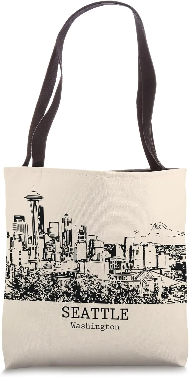 Seattle Washington Vintage Retro Travel Souvenir Tote Bag