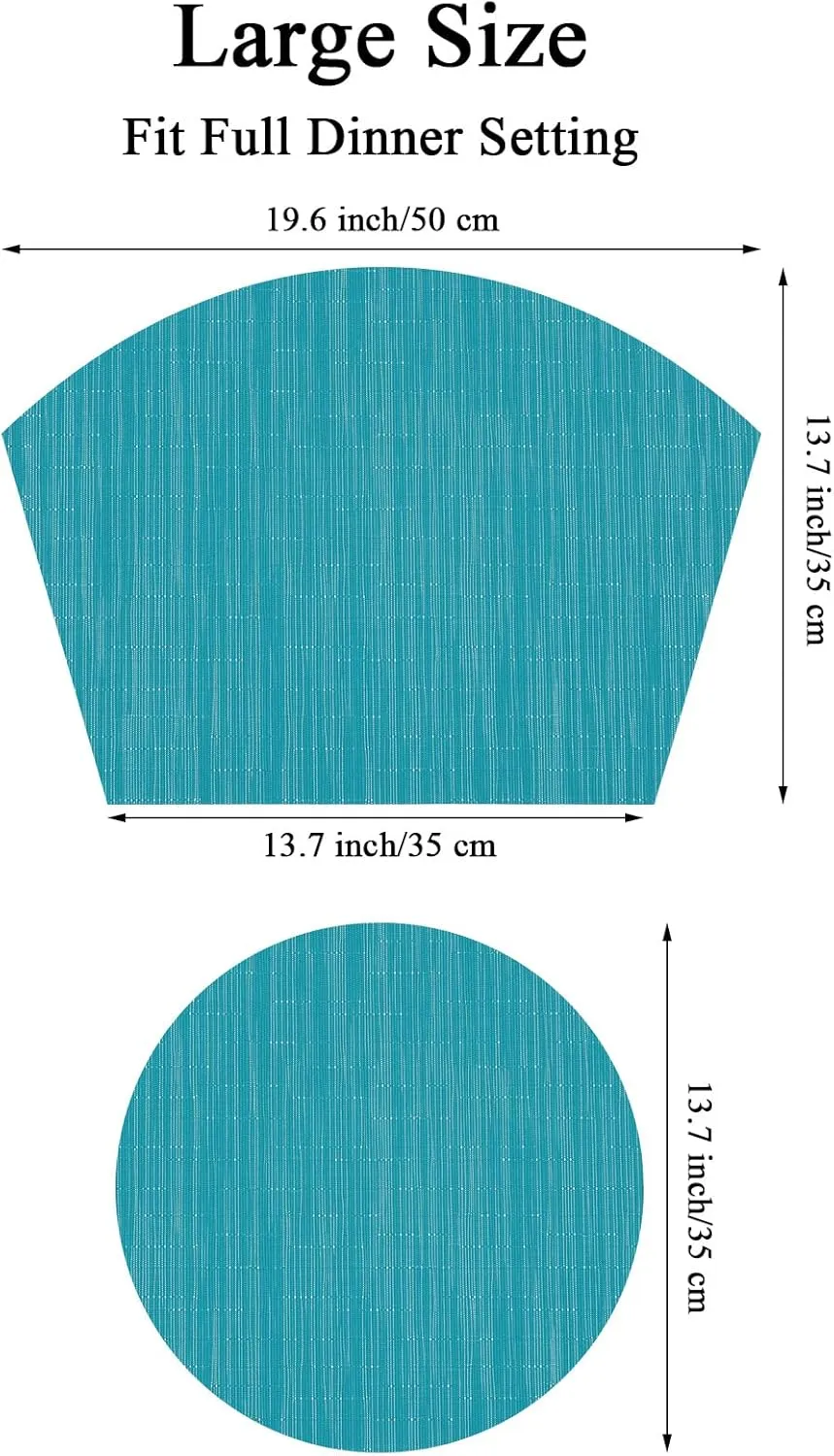 SHACOS Large Size Wedge Placemats with Centerpiece Round Mat Set of 5 Round Table Place Mats Washable Dining Table Placemats Reversible Durable, Blue