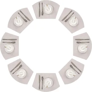 SHACOS Wedge Placemats Set of 8 Woven Vinyl Plastic Placemats for Round Table Place Mats Wipe Clean Non Slip Table Mats, Beige