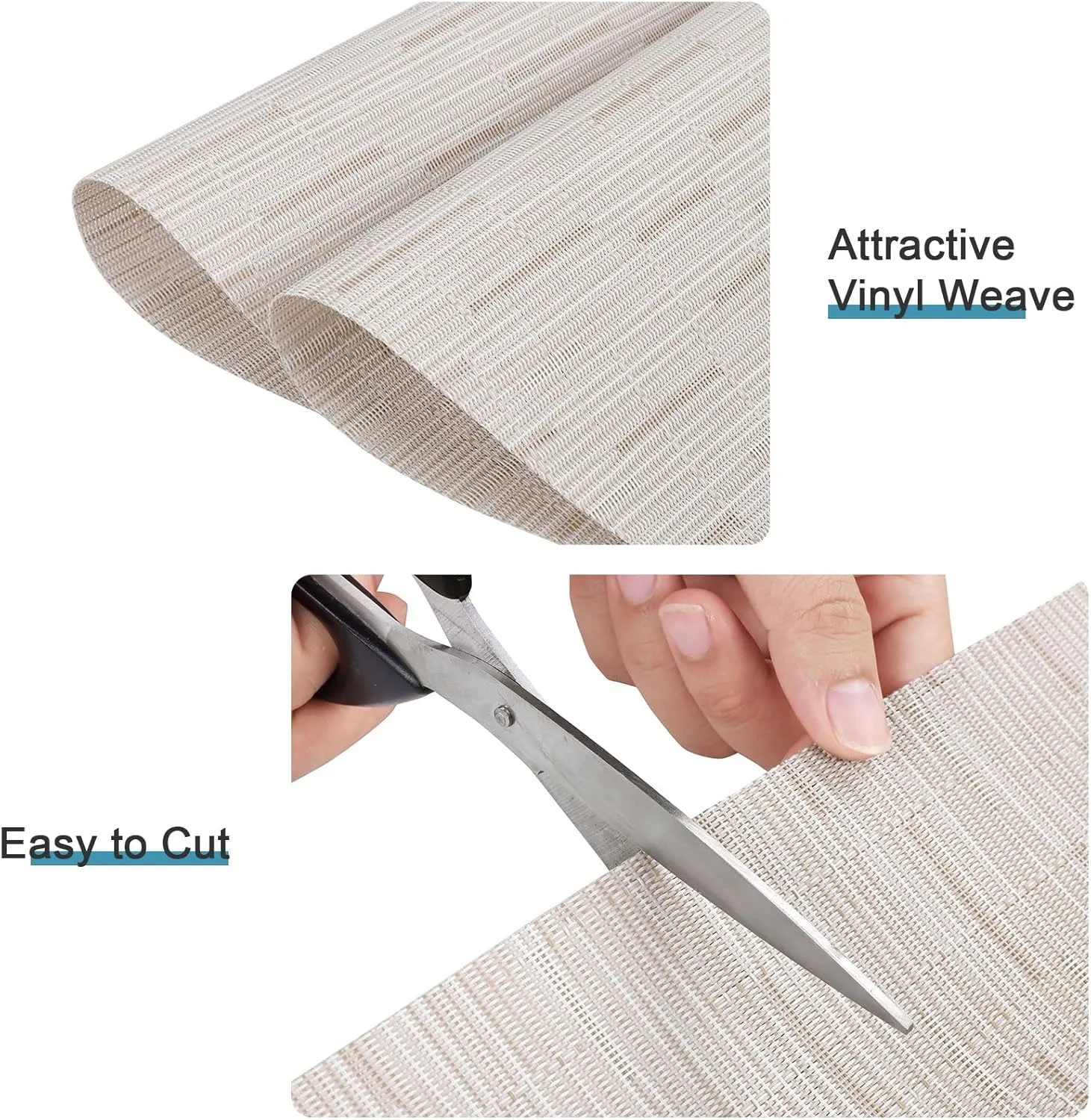 SHACOS Wedge Placemats Set of 8 Woven Vinyl Plastic Placemats for Round Table Place Mats Wipe Clean Non Slip Table Mats, Beige