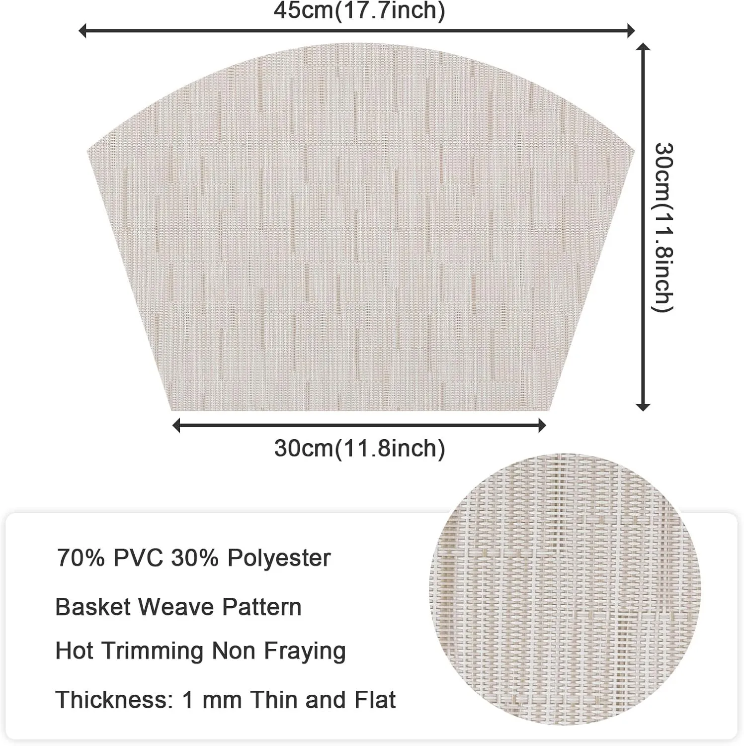 SHACOS Wedge Placemats Set of 8 Woven Vinyl Plastic Placemats for Round Table Place Mats Wipe Clean Non Slip Table Mats, Beige