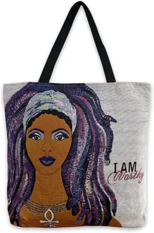 Shades of Color Woven Tote Bag for African American Women, for Work Gym Travel Shopping Casual