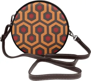 Shining Overlook Removable Shoulder Strap Waterproof Leather Shoulder Round Bag Crossbody Bag Travel Shopping Dating Handbag Purse