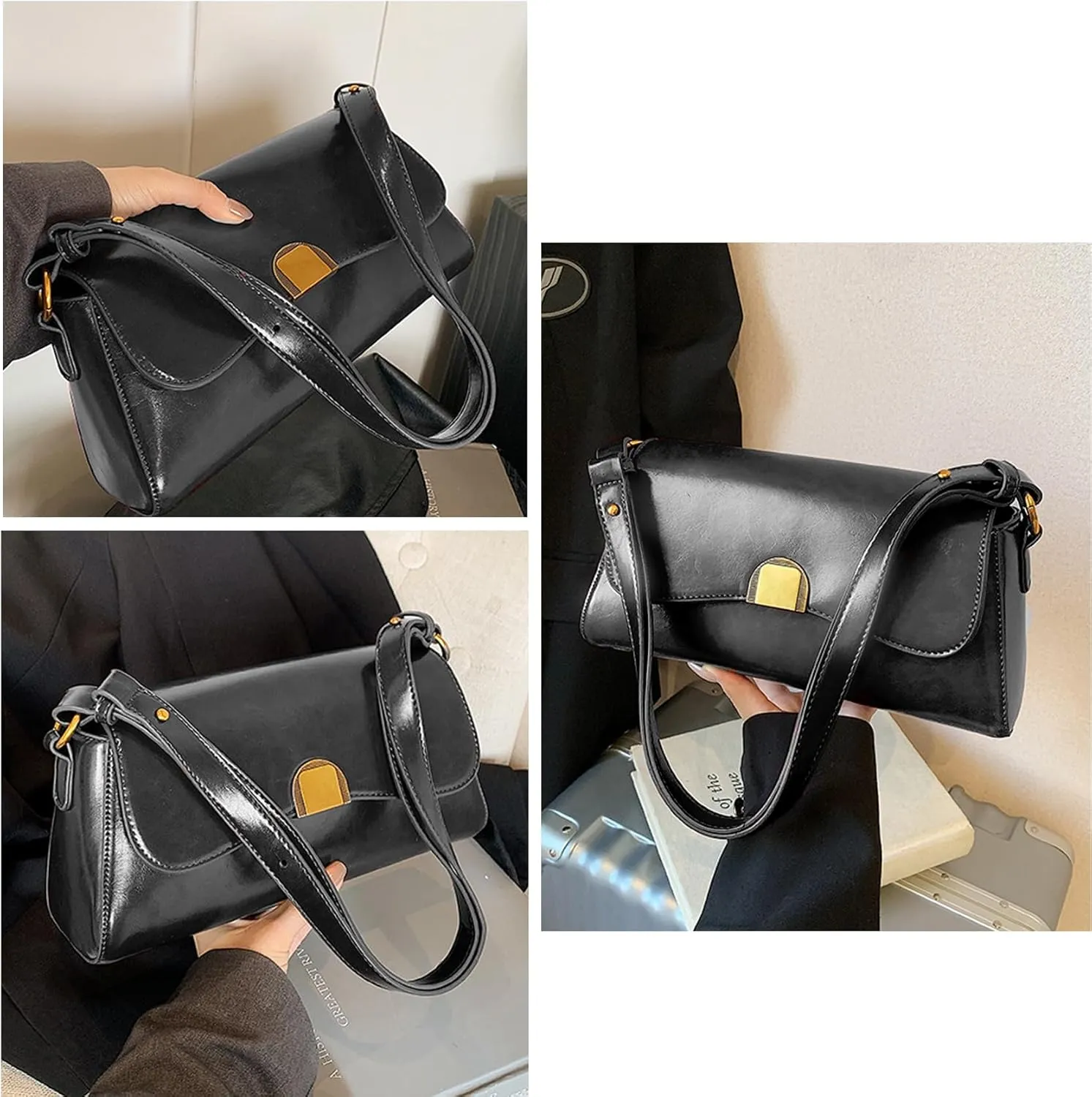 Shoulder Bag for Women Leather Handbag Classic Small Purse Crossbody Hobo Handbag with Adjustable Strap