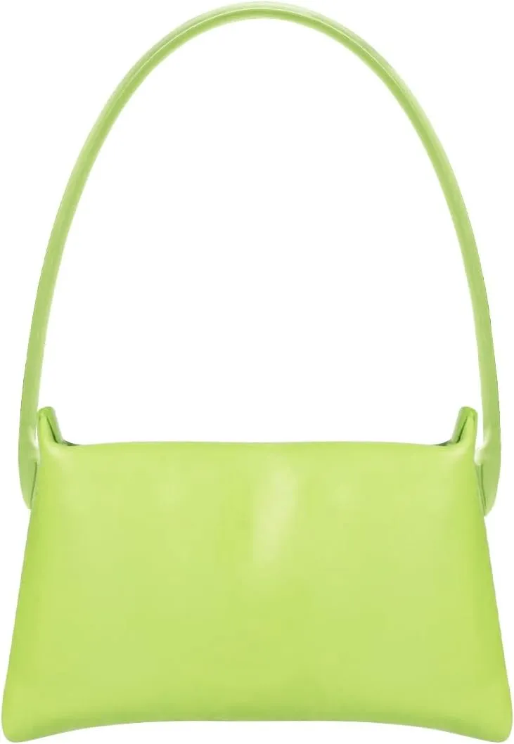 Shoulder Bag for Women Y2K Trendy Purse Rubber Handle Mini Clutch Underarm Purse with Zipper Closure