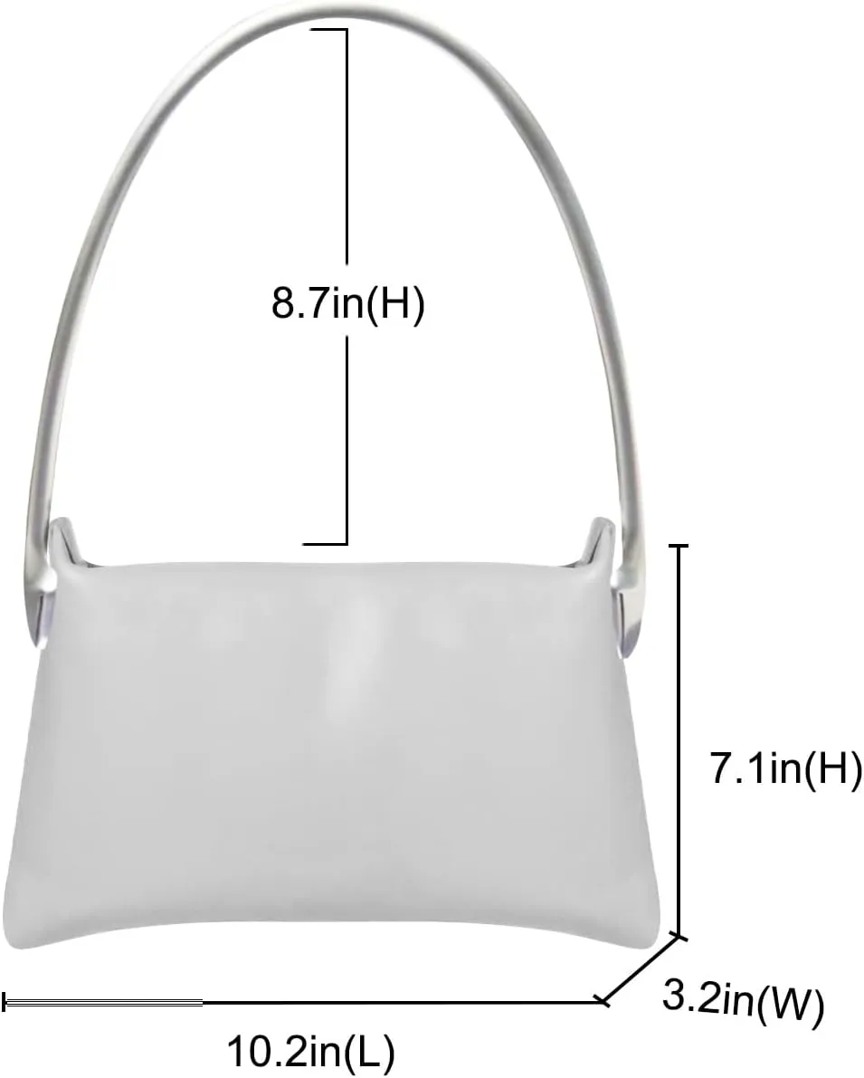 Shoulder Bag for Women Y2K Trendy Purse Rubber Handle Mini Clutch Underarm Purse with Zipper Closure