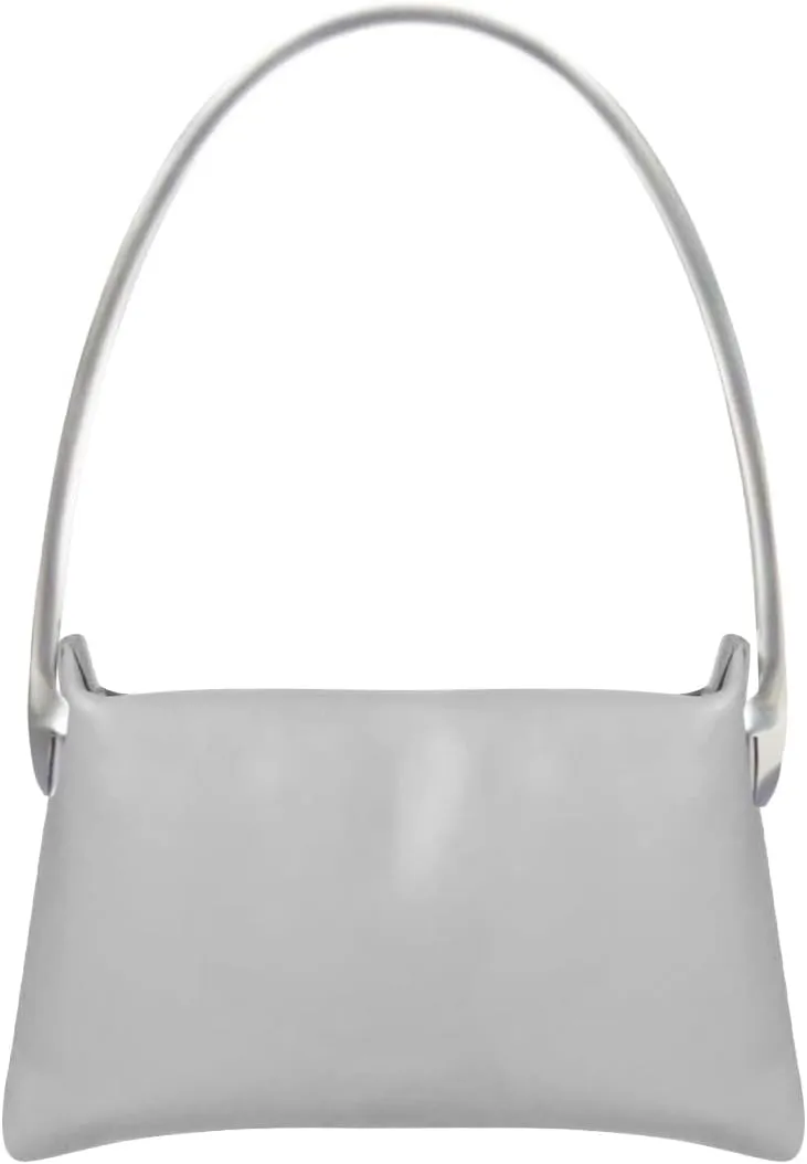Shoulder Bag for Women Y2K Trendy Purse Rubber Handle Mini Clutch Underarm Purse with Zipper Closure