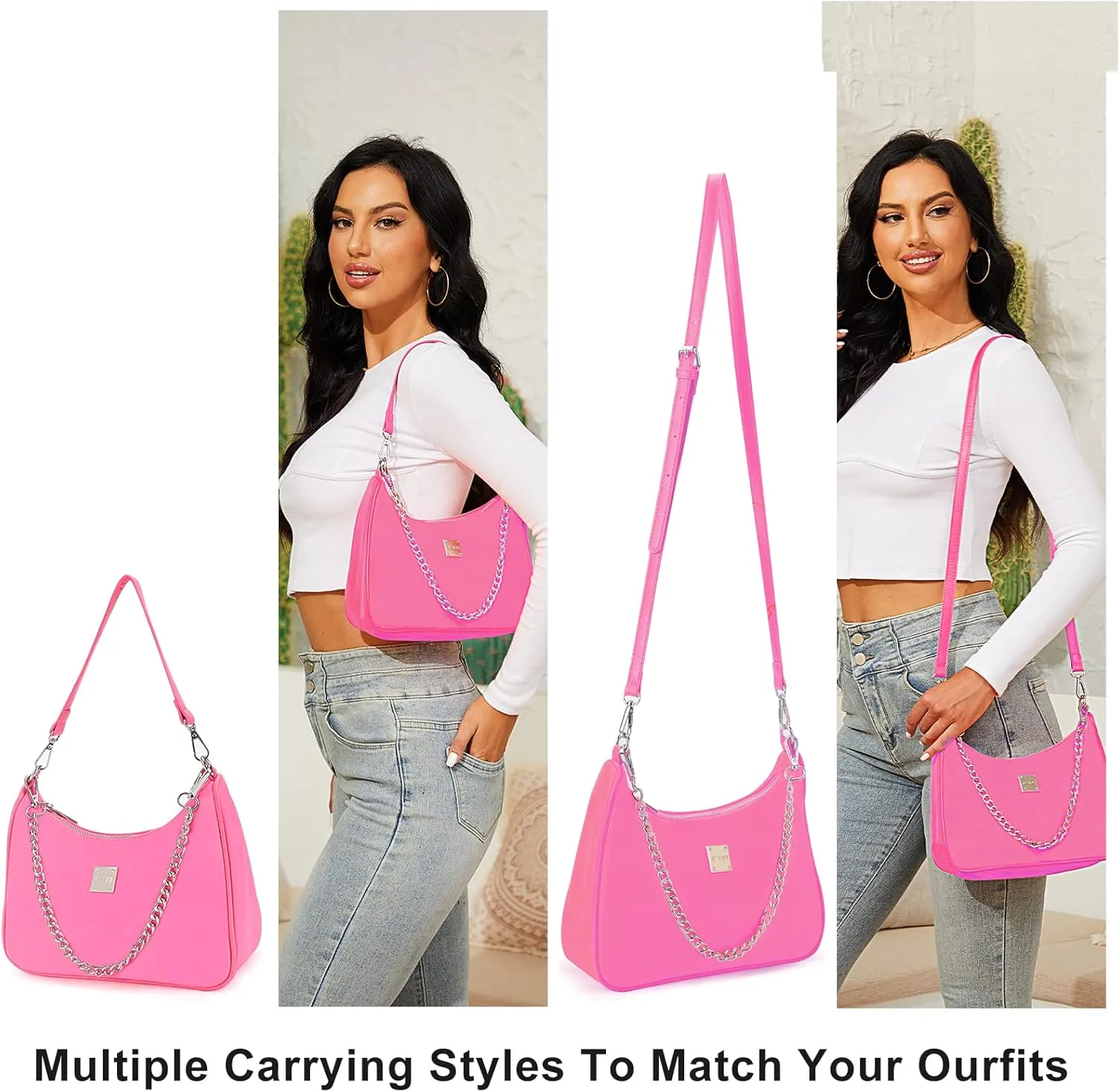 Shoulder Bags for Women, Trendy Crocodile Handbag Purses, Women’s Leather Crossbody Bag with Adjustable Straps/Chain